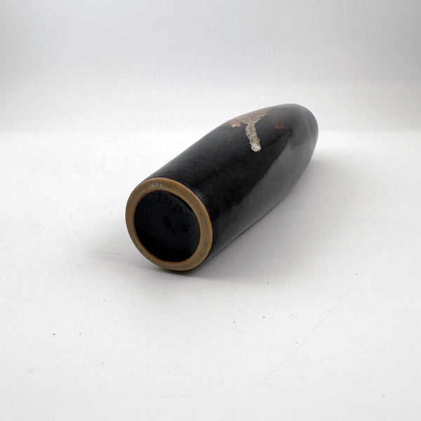 Bottle Vase with Black Glaze and Crystalline Brushwork