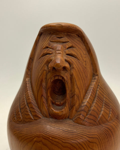 Shouting Daruma Scultpure, Hand Carved